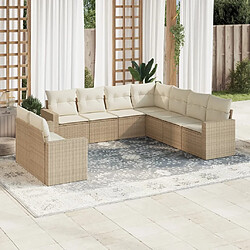 vidaXL Salon de jardin avec coussins 9 pcs beige résine tressée 