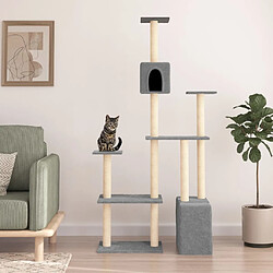 vidaXL Arbre à chat avec griffoirs en sisal Gris clair 180 cm 