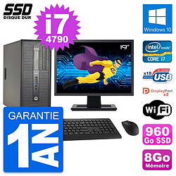 PC Tour HP ProDesk 600 G1 Ecran 19" i7-4790 RAM 8Go SSD 960Go Windows 10 Wifi - Occasion