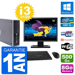 PC HP Compaq Pro 6300 SFF Ecran 19" i3-2120 RAM 8Go Disque 500Go Windows 10 Wifi - Occasion