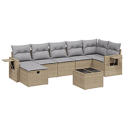 vidaXL Salon de jardin avec coussins 8pcs mélange beige résine tressée