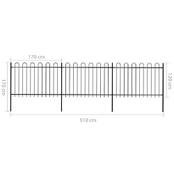 Acheter vidaXL Clôture de jardin avec dessus en cerceau Acier 5,1 x 1,2 m Noir