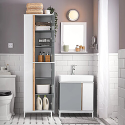 SoBuy BZR76-HG Meuble Colonne de Salle de Bain Placard Armoire Toilette Haute Etagères de Rangement