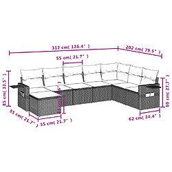 Acheter vidaXL Salon de jardin 8 pcs avec coussins noir résine tressée