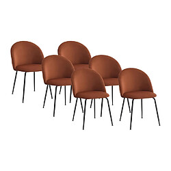 Vente-Unique Lot de 6 chaises en velours et acier inoxydable noir - Terracotta - MELBOURNE