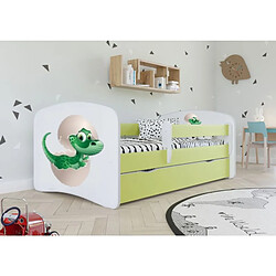 Lit Babydreams petit dino vert avec tiroir matelas 160/80 