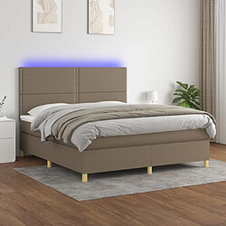 vidaXL Sommier à lattes de lit et matelas et LED Taupe 180x200cm Tissu 