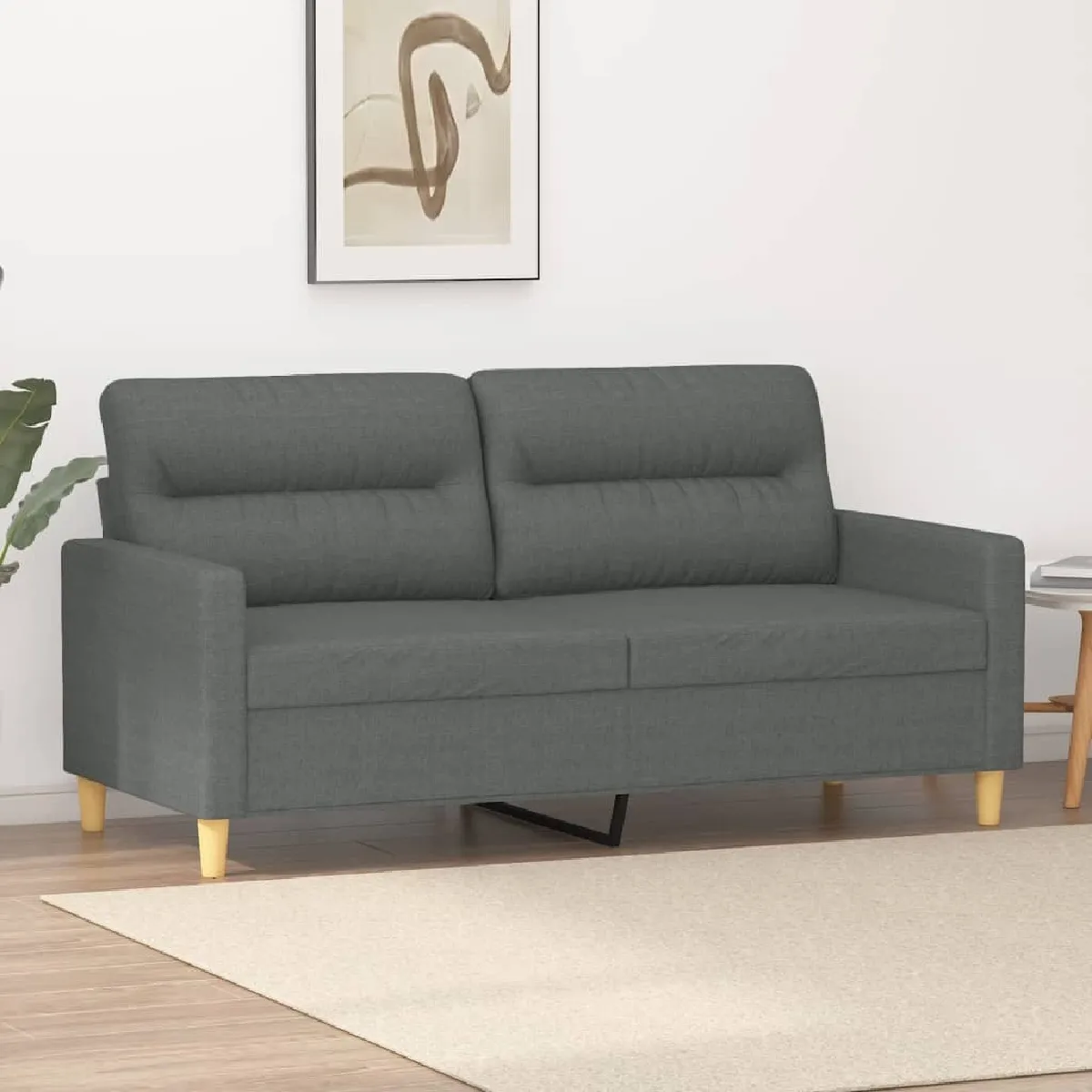 Maison Chic Canapé à 2 places,Sofa de Salon,Canapé droit Gris foncé 140 cm Tissu -GKD517841