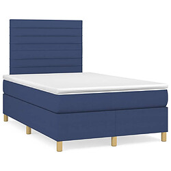 Maison Chic Lit adulte- Lit + matelas,Sommier à lattes de lit avec matelas bleu 120x190 cm tissu -GKD17640