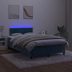 Avis vidaXL Sommier à lattes de lit avec matelas LED Bleu foncé 120x200 cm