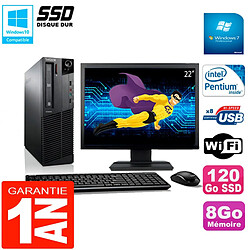 PC Lenovo M92p SFF Ecran 22" Intel G630 8Go Disque 120Go SSD Wifi W7 - Occasion