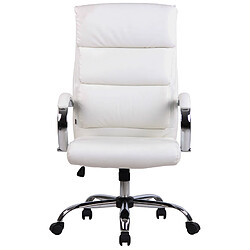 Decoshop26 Fauteuil de bureau mécanisme de bascule coussins de renforcement PVC blanc et métal chromé 10_0002429