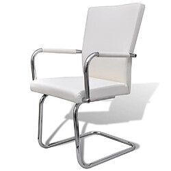 Avis Maison Chic Lot de 6 Chaises à manger cantilever,Chaises de cuisine style scandinave - blanc similicuir -MN26966