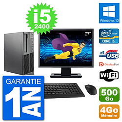 PC Lenovo M92p SFF Ecran 27" Intel i5-2400 RAM 4Go Disque 500Go Windows 10 Wifi - Occasion