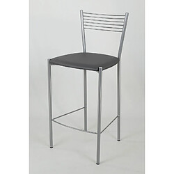 Tommychairs - Set 2 Tabourets de bar Elegance, structure en acier peindré aluminium et assise en cuir artificial coleur gris foncé