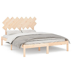 Maison Chic Lit Moderne Chambre - Cadre/structure de lit pour adulte 140x190 cm Bois massif -MN82786