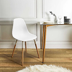 Toilinux Lot de 4 Chaises scandinave Phenix en polypropylène et métal - Blanc