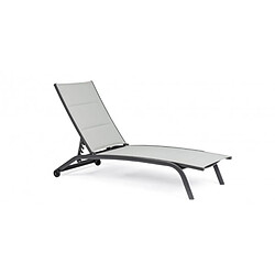 Webmarketpoint Chaise longue en aluminium anthracite Cleopas avec roues 