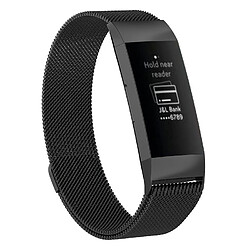 Wewoo Bracelet pour montre connectée Dragonne magnétique en acier inoxydable FITBIT Charge 3Taille Grand217x18mm Noir