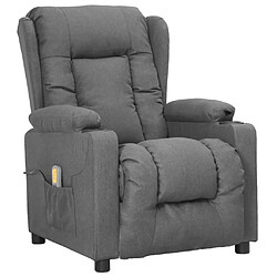 vidaXL Fauteuil de massage inclinable Gris clair Tissu