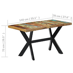 vidaXL Table à manger 140x70x75 cm Bois de récupération massif pas cher