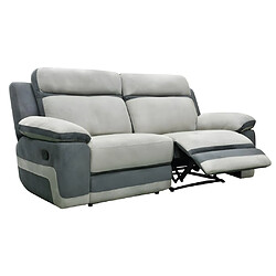 Avis Vente-Unique Canapé 3 places et un fauteuil relax en microfibre gris clair et bandes anthracites TALCA