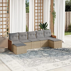 Maison Chic Salon de jardin avec coussins 7 pcs, Ensemble Tables et chaises de jardin, beige résine tressée -GKD177914