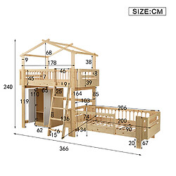 Avis Sweiko Lit superposé avec armoire lit cabane enfant avec échelle 90x200 cm Marron