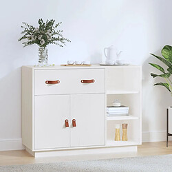 Maison Chic Buffet,Meuble de Rangement,commode pour salon,Cuisine Blanc 98,5x40x75 cm Bois massif de pin -MN43704