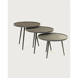 Avis UNIQKA Soccoro - Table basse ronde gigogne en métal noir