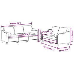 vidaXL Ensemble de canapés 2 pcs avec coussins noir tissu pas cher