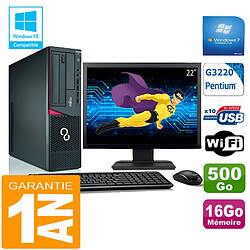 PC Fujitsu Esprimo E720 E85+ SFF G3220 RAM 16Go Disque 500 Go Wifi W7 Ecran 22" · Occasion 