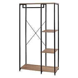 Penderie 3 étagères en bois avec struture industrielle en métal noir 90 x 40 x H167 cm+Urban Living Penderie 3 étagères en bois avec struture industrielle en métal noir 90 x 40 x H167 cm+Bois