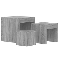 vidaXL Tables gigognes 3 pcs Sonoma gris Bois d'ingénierie