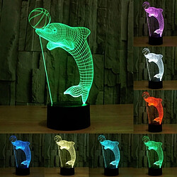 Wewoo Lampe 3D Dolphin Heading the Ball Style 7 Couleur Décoloration Creative Visual Stéréo 3D Touch Switch Contrôle LED Lumière Bureau Night Light