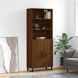 vidaXL Buffet haut Chêne marron 69,5x34x180 cm Bois d'ingénierie 