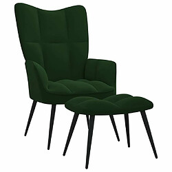 Maison Chic Chaise de relaxation | Fauteuil relax avec repose-pied Vert foncé Velours -GKD21644