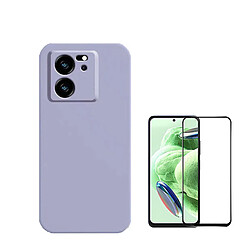 Kit de film en verre trempé de la couverture de 5D + couvercle de silicone liquide Phonecare pour Xiaomi 13T - Violet