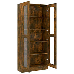 Acheter vidaXL Armoire à vitrine Chêne fumé 82,5x30,5x185,5 cm Bois ingénierie