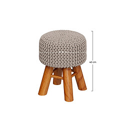 Rendez Vous Deco Petit tabouret tricot Lisa gris clair