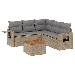 vidaXL Salon de jardin avec coussins 6 pcs beige résine tressée