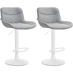 Non Lot de 2 tabourets de bar Vonore tissu blanc 