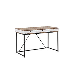 Beliani Bureau effet bois clair et blanc 120 x 60 cm HINTON