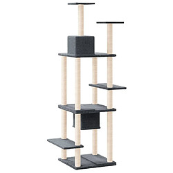 Arbre à chat avec griffoirs,niche pour chat en sisal Gris foncé 176 cm -MN53578 pas cher