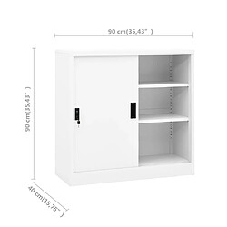 vidaXL Armoire de bureau avec porte coulissante Blanc 90x40x90cm Acier pas cher