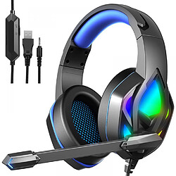 General Casque de jeu filaire , Coussin en mousse à mémoire de forme léger et ultra doux , Surround tridimensionnel intelligent , Casque gamer filaire avec son surround avec suppression du bruit(bleu) 