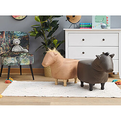 Beliani Tabouret enfant en cuir PU marron foncé HORSE