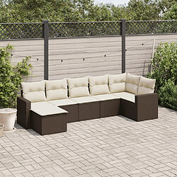 vidaXL Salon de jardin avec coussins 7 pcs marron résine tressée 