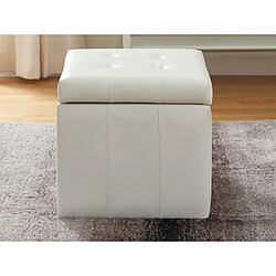 Vente-Unique Pouf coffre de rangement SERAFINO en simili - Blanc pas cher