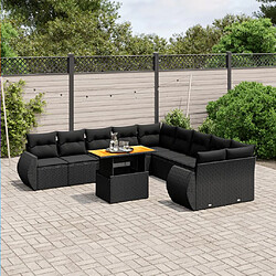 vidaXL Salon de jardin 11 pcs avec coussins noir résine tressée 